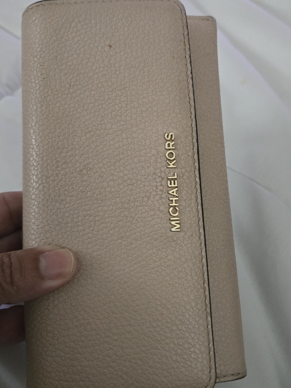 Michael Kors Pebbled Blush Pink Continental Wallet with Gold Logo